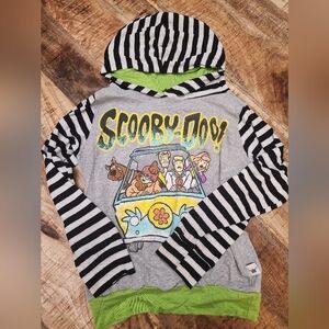 Scooby-Doo Graphic Hoodie with Striped Sleeves